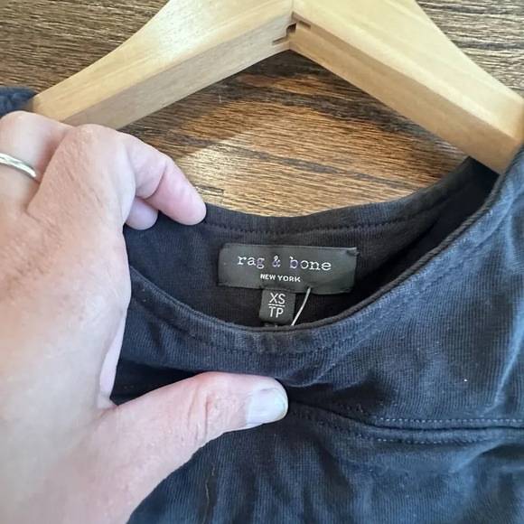 Rag Bone Women's Black Crew Neck Sleeveless Oversize tank top Size XS 1044 - Picture 5 of 9